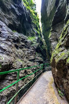 Wooden Footpath through narrow gorge at Breitachklamm, Germany