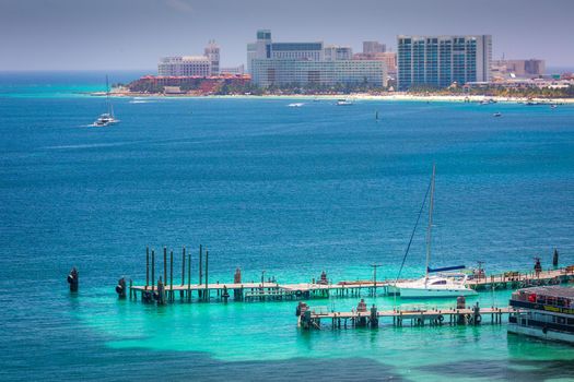 Tropical paradise: Cancun idyllic caribbean beach from above, Riviera Maya