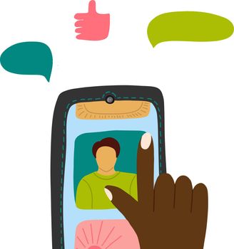African black woman hand scroll screen phone