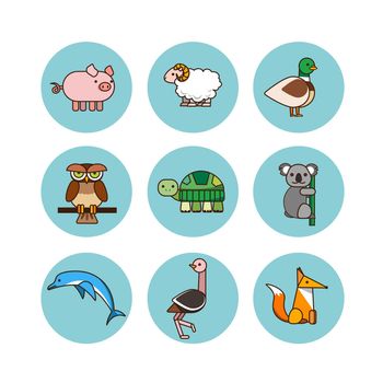 Vector clipart of cute animals.