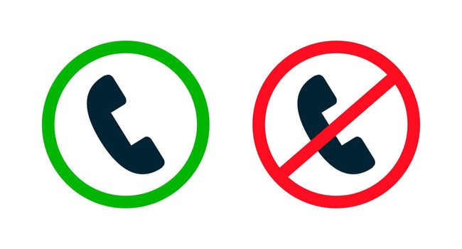 Phone Use Permitted and Phone Use Prohibited icon set. Phone use regulation. Vector.