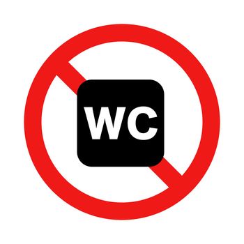 WC use is prohibited. Toilet use prohibited. Vector.