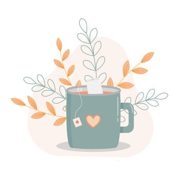 Vector illustration of autumn cup of tea