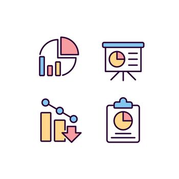 Business analytics pixel perfect RGB color icons set
