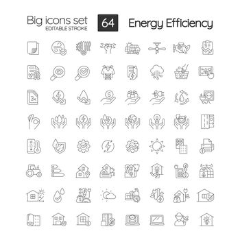 Energy efficiency linear icons set