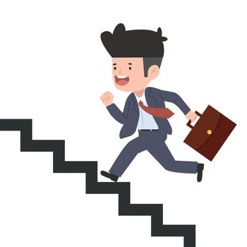 businessman run up the stairs cartoon