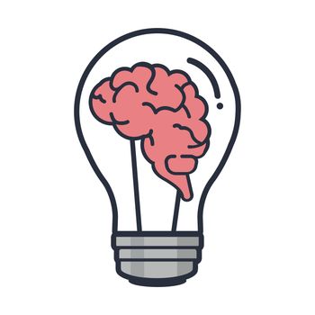 Creative brain light bulb sign