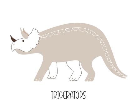 Cute wild isolated dinosaur Triceratops.