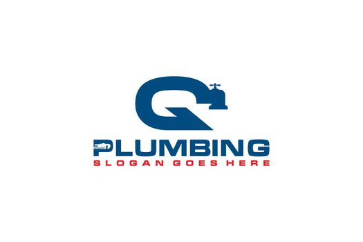 Q Initial for Plumbing Service Logo Template, Water Service Logo icon vector.