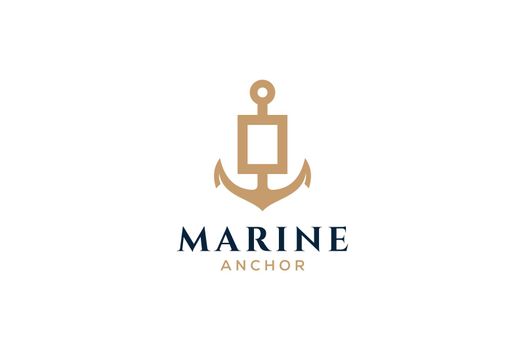 Letter O monogram, Anchor logotype. Logo of yacht club, maritime emblem.