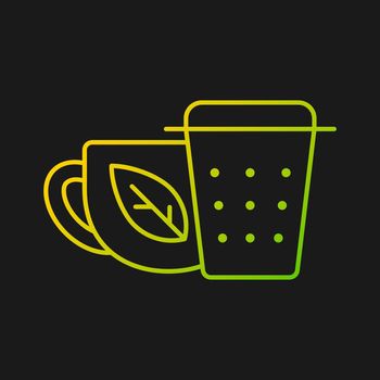 Metal tea infuser, strainer gradient vector icon for dark theme