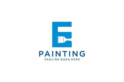 Letter E for paint logo, paint services logo, paint logo vector