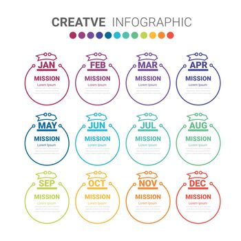 Presentation, Business infographics template for 12 options, steps or processes.