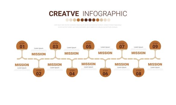 Infographic design template with 9 options, Can be used for process diagram, presentations.