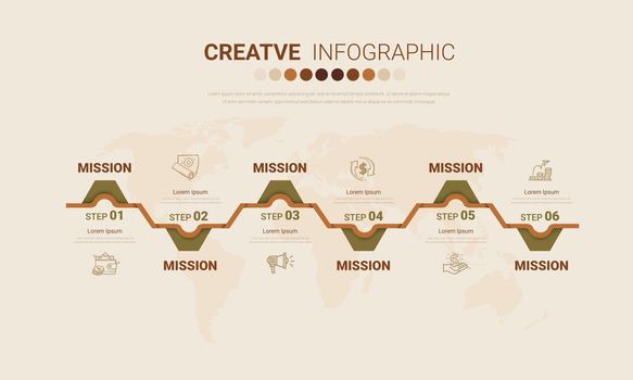 Timeline infographic template with 6 options, vector infographics design and Presentation.