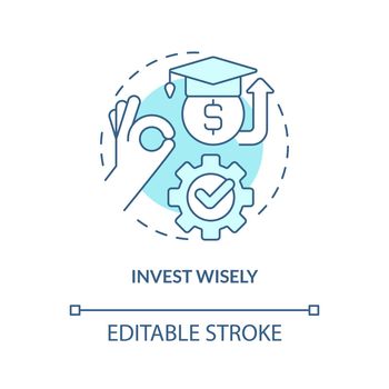 Invest wisely turquoise concept icon