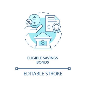 Eligible savings bonds turquoise concept icon