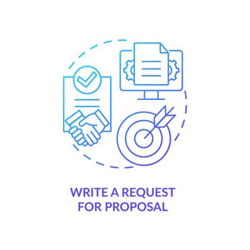 Write request for proposal blue gradient concept icon