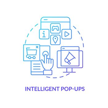 Intelligent pop-ups blue gradient concept icon
