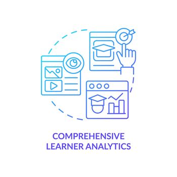 Comprehensive learner analytics blue gradient concept icon