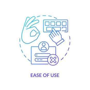 Ease of use blue gradient concept icon