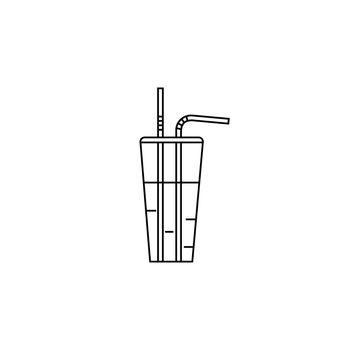 Cocktail with straws line icon vector illustration