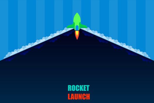 rocket launch open product item detail background dark blue tone vector illustration eps10
