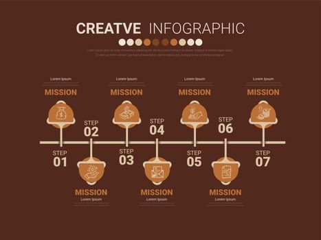 Timeline business for 7 day, 7 options, infographic design vector and Presentation.