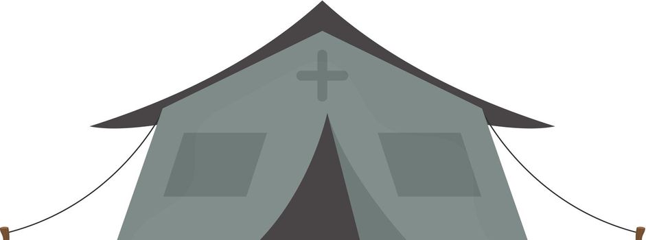 Large dark green tent. Isolated. Vector illustration.