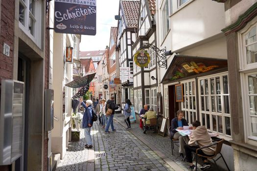 BREMEN, GERMANY - JULY, 7 2022: Schnoor old neighborhood in Bremen, Germany