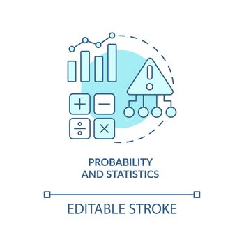 Probability and statistics turquoise concept icon
