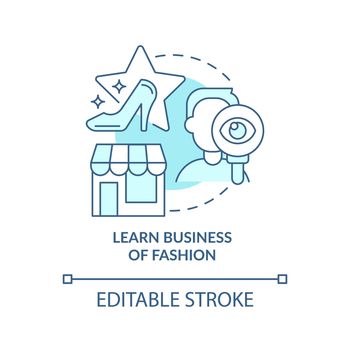 Learn business of fashion turquoise concept icon