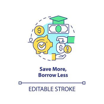 Save more, borrow less concept icon