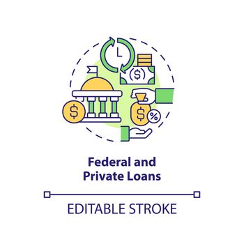 Federal and private loans concept icon