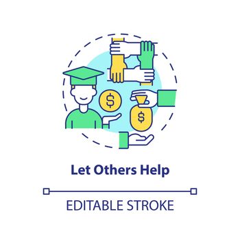 Let others help concept icon