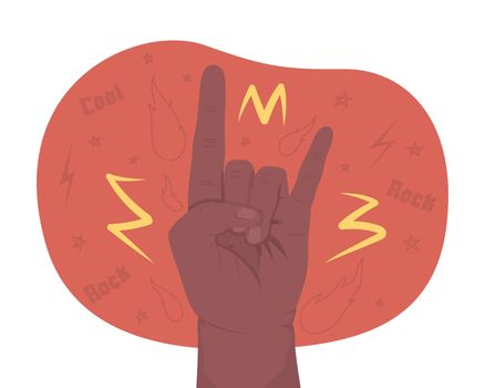 Rock n roll salute 2D vector isolated illustration