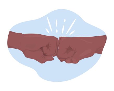 Fist bump 2D vector isolated illustration