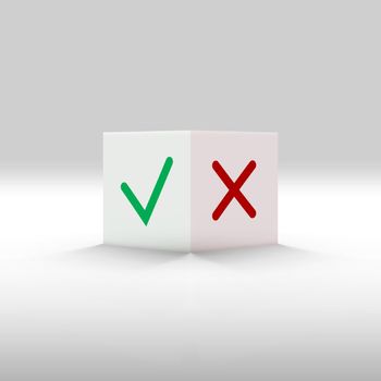 3D Green And Red Check Yes Or No Box Choice