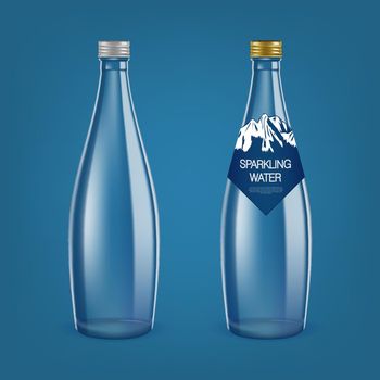 3D Sparkling Water Bottle. Clear And With Label