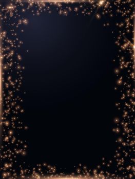 Festive vertical Christmas and New Year shining border with gold glitter. Vector frame illustration.