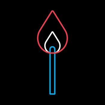 Burning match vector icon. Barbecue and bbq grill