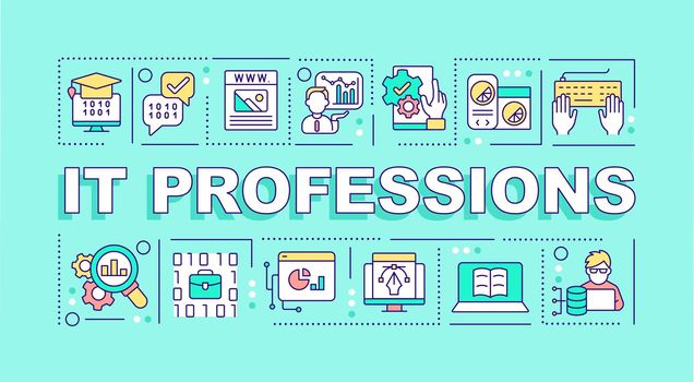 IT professions word concepts turquoise banner