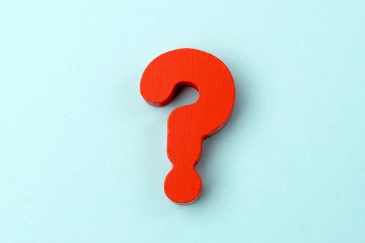Red question mark on a blue background. The concept of the problem and the solution