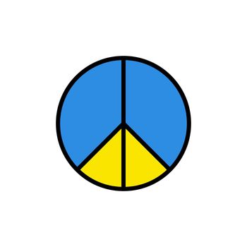 peace for Ukraine blue and yellow outline filled icon. i stand with Ukraine. pray for Ukraine. stop war in Ukraine