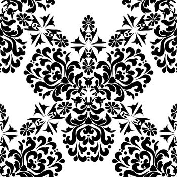 Vintage Seamless Pattern with Floral Ornaments.