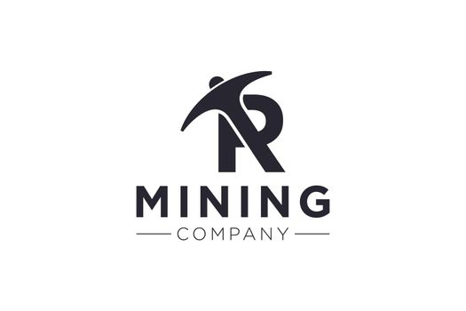 Letter R Mining logo icon design template vector illustration