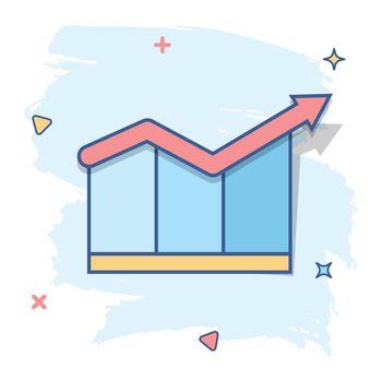 Cartoon chart icon in comic style. Graph illustration pictogram. Diagram sign splash business concept.