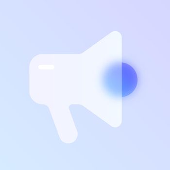 loud speaker glass morphism trendy style icon. loud speaker transparent glass color vector icon with blur and purple gradient. for web and ui design, mobile apps and promo business polygraphy