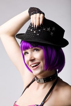 Beauty disco girl in hat