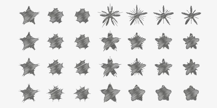 Vector set of simple black stars symbols. From three point to eight point stars icon collection